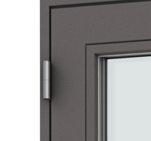 180° hinge with larger set-back for outward opening doors